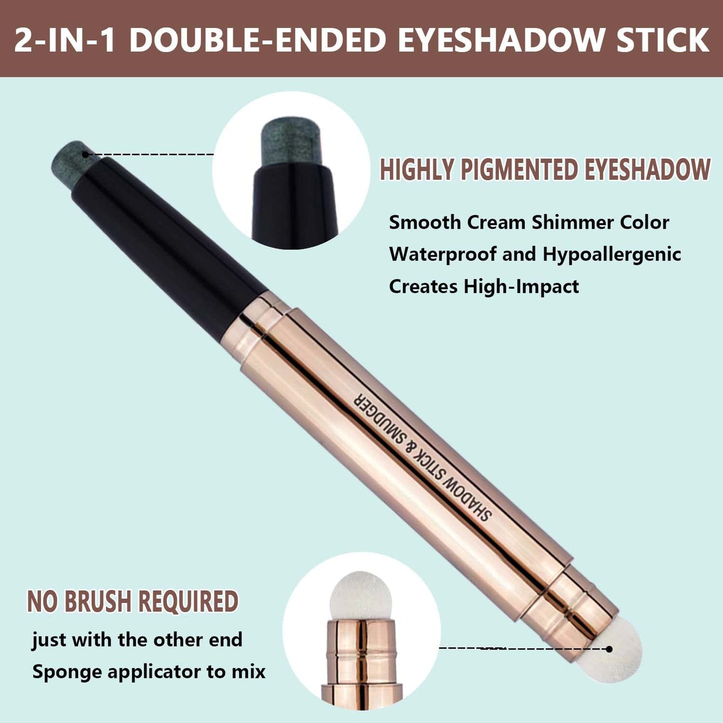 Green Eyeshadow Stick Halloween Makeup Cream Shimmer Single Eyeshadow Pencil Crayon, Hypoallergenic Waterproof Long Lasting Eye Shadow Stick High Pigment Eye Highlighter Pen(Green Shimmer#11)