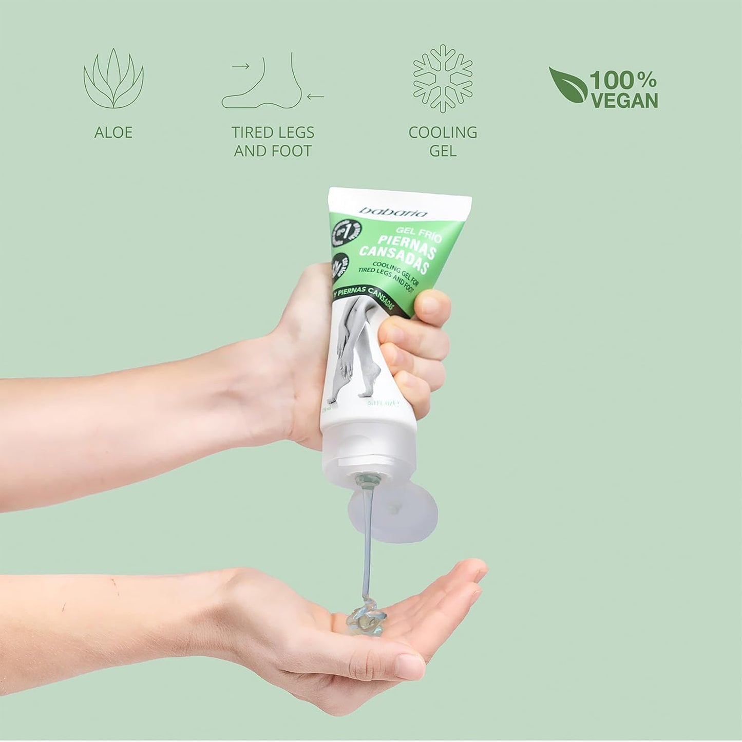 Babaria Cooling Gel for Legs and Feet - Pedicure Foot Spa Products - Calming and Softening Effect - Infused with Castor Oil and Aloe Vera - 3 pc