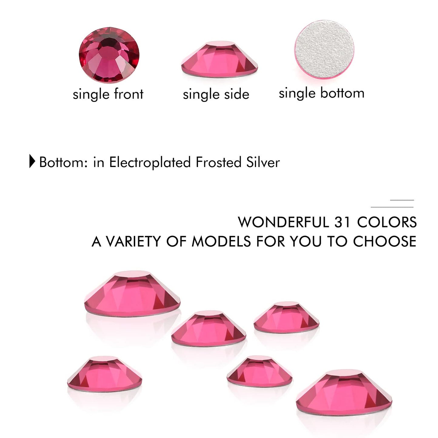 1440Pcs Rose Crystal Rhinestones,Glass Flatback Rhinestones Gemstones for Nail Face Makeup Art Crafts Clothes Decoration -(SS12,3.0mm,Rose)