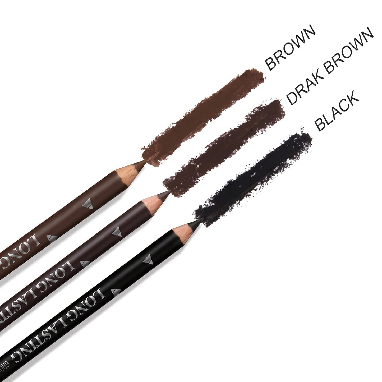 3Colors Eyebrow Pencil Eyeliner Set，Soft Textured Eyebrow Tint Pen，Easy to Color，Long Lasting，Waterproof Eye Brow Pencils for Fills in Sparse Areas and Gaps，Create a Natural Brow Makeup