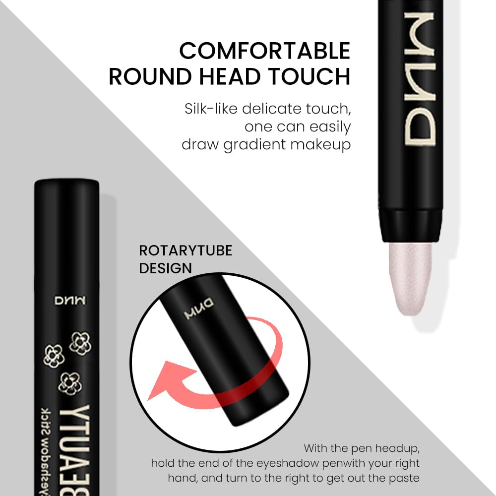 evpct Pearl Shimmer Cream Eye Shadow Brightener Sticks Set for Eyes, Pearl Shimmery Matte Pencil Eye shadow Applicator Stick Pen Palette Makeup Waterproof sombras en crema para ojos 18#