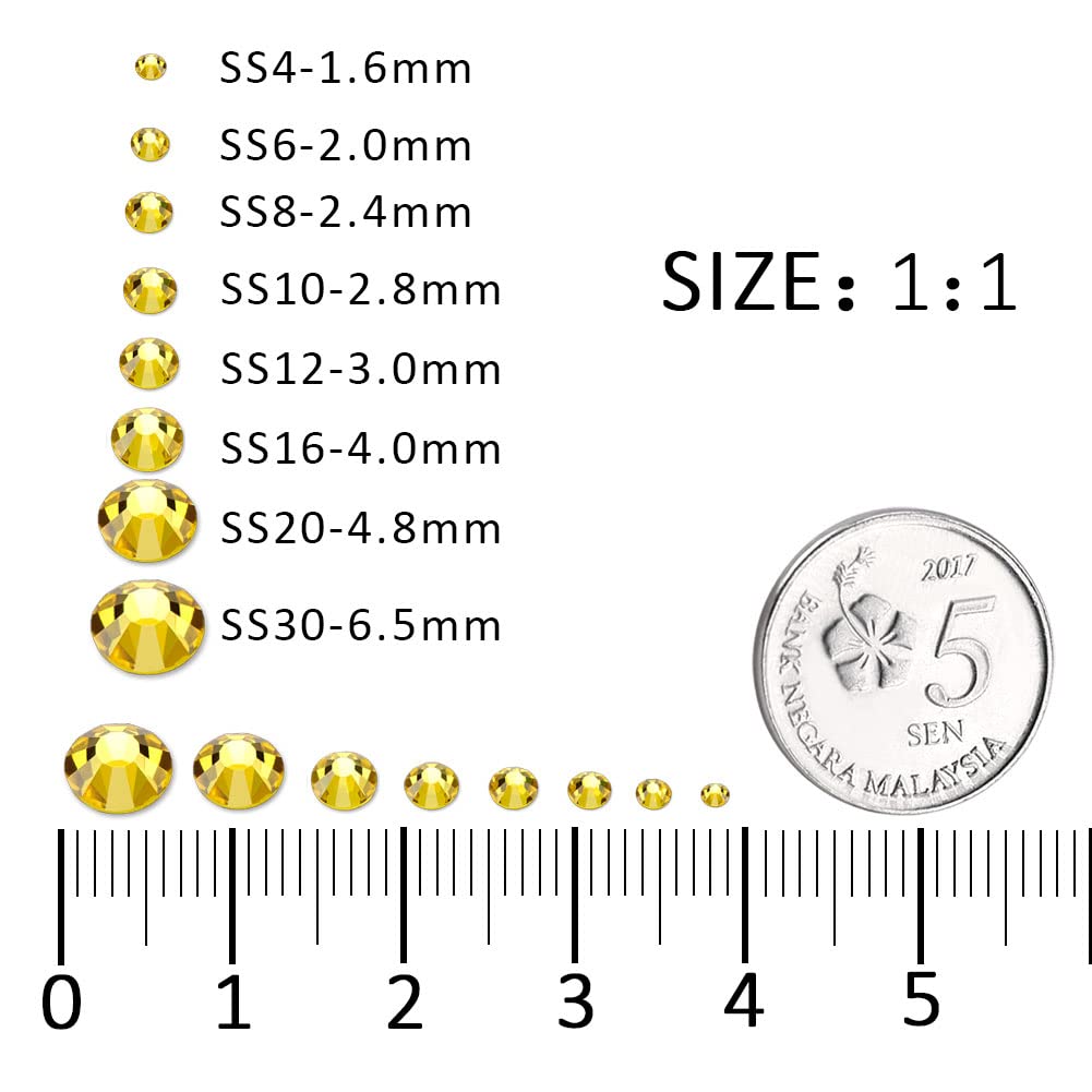 1440Pcs Lemon Yellow Crystal Rhinestones,Glass Flatback Rhinestones Gemstones Small for Nail Face Makeup Art Crafts Clothes Decoration - (SS10, 2.8mm,Lemonyellow)