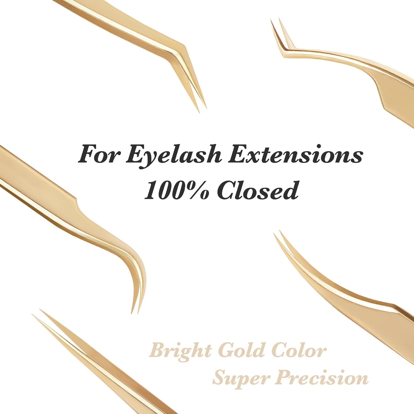 Lash Tweezers Set, 5 Stainless Steel Golden Tweezers + 1 Storage Bag, Isolation Pointy Tweezers for Eyelash Extension Beginner Lash Tech Beauty Eyelash Nail Salon Perfect Precision Repair(Gray)