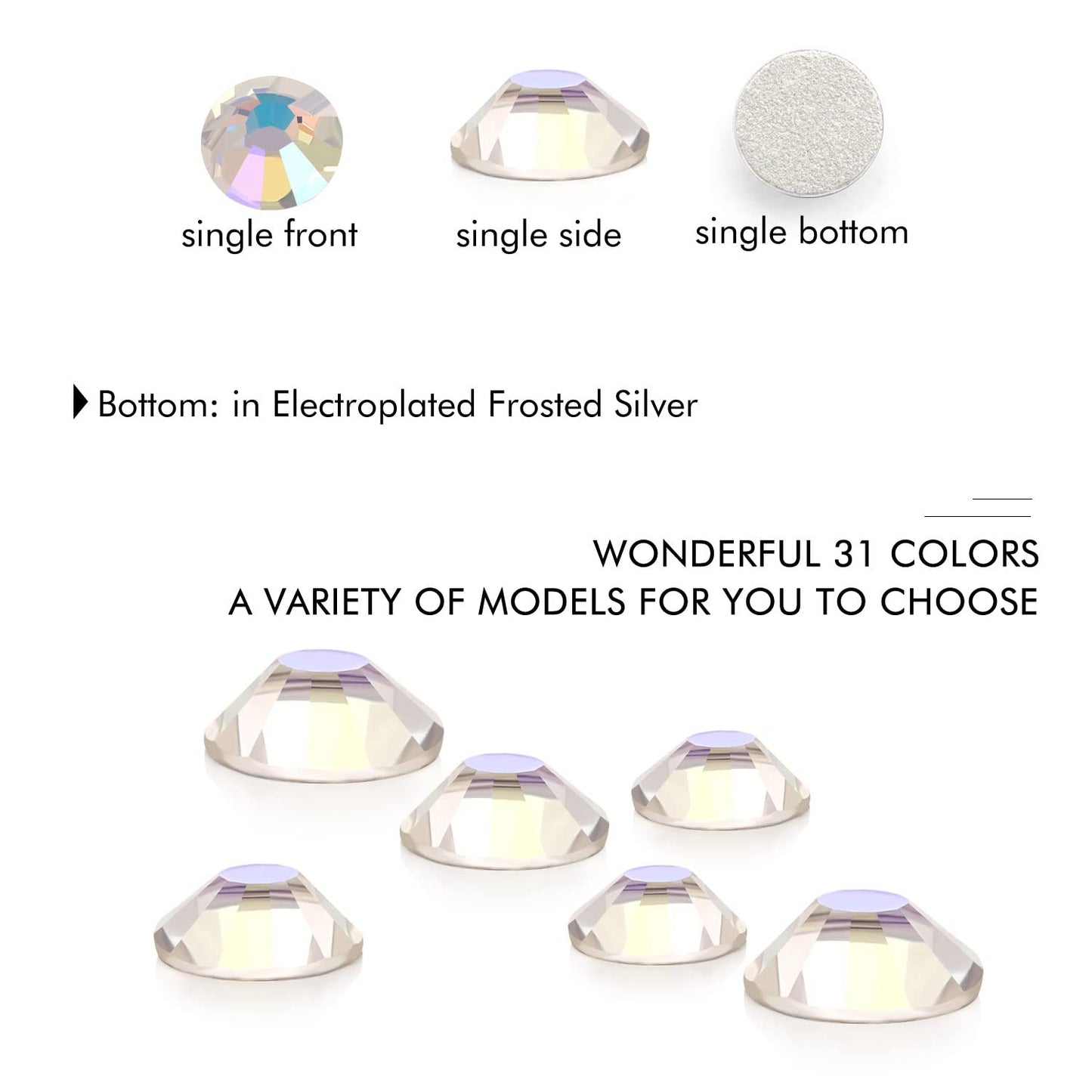 1440Pcs Moonlight Crystal Rhinestones,Glass Flatback Rhinestones Gemstones Mini for Nail Face Makeup Art Crafts Clothes Decoration -(SS6,2.0mm,Moonlight)