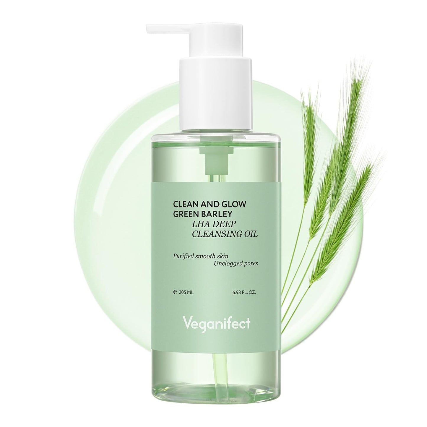 Green Barley Light Cleansing Oil, Hydrating Daily Cleanser for Sensitive Skin, Blackhead Remover, Korean Vegan Skin Care, 6.93 Fl Oz