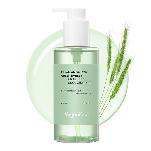 Green Barley Light Cleansing Oil, Hydrating Daily Cleanser for Sensitive Skin, Blackhead Remover, Korean Vegan Skin Care, 6.93 Fl Oz