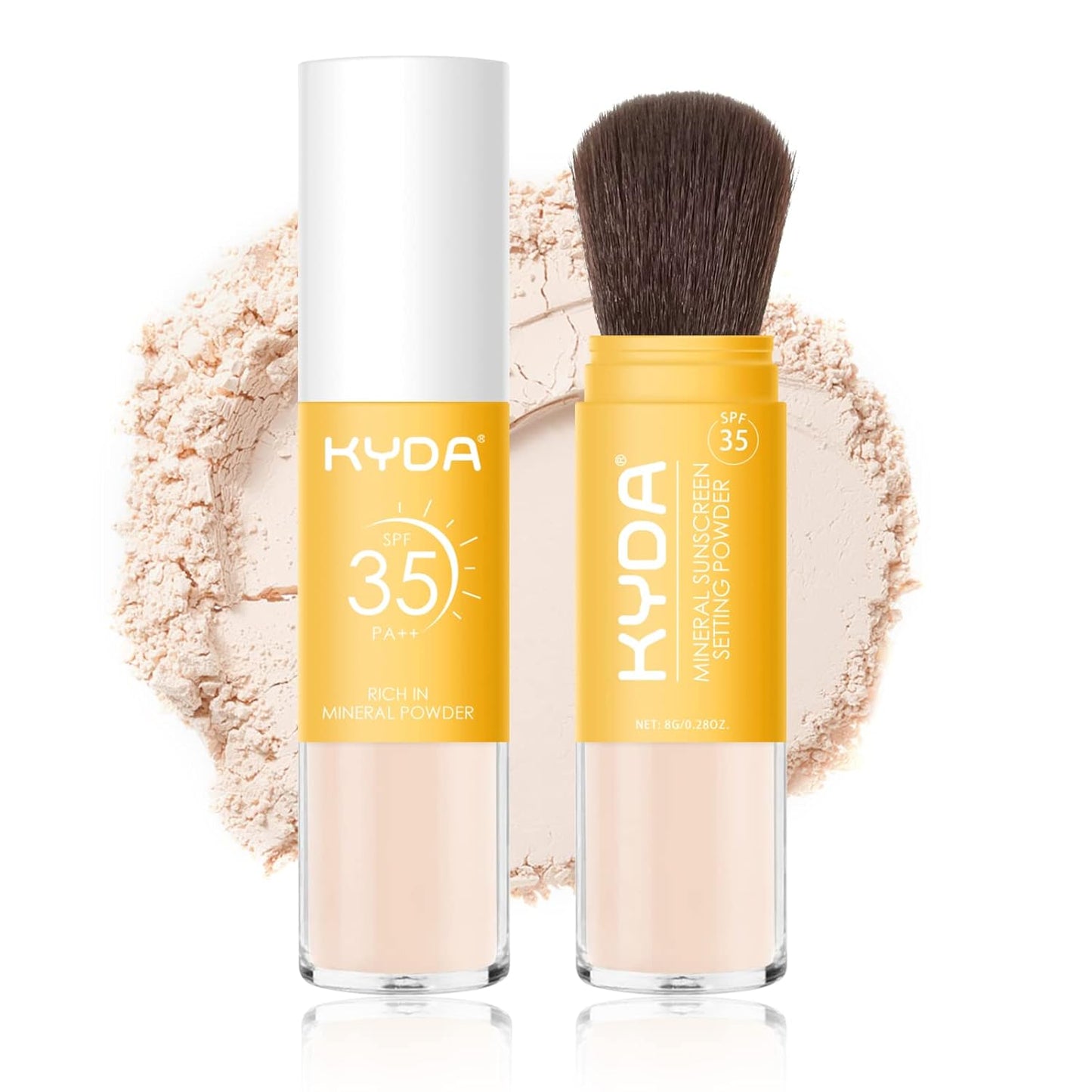KYDA Mineral Sunscreen Setting Powder for Face & Scalp, SPF 35 Mineral Scalp Sunscreen, Lasting Oil Control Matte Loose Powder, Lightweight Breathable for All Skin Type, Translucent
