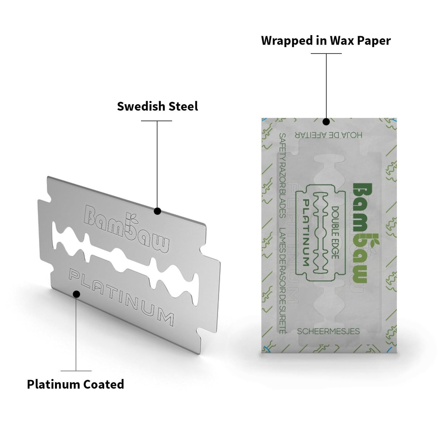 Safety Razor Blades | Swedish Steel Replacement Razor Blades | 100 Pack - 18 to 24 months supply | Bambaw