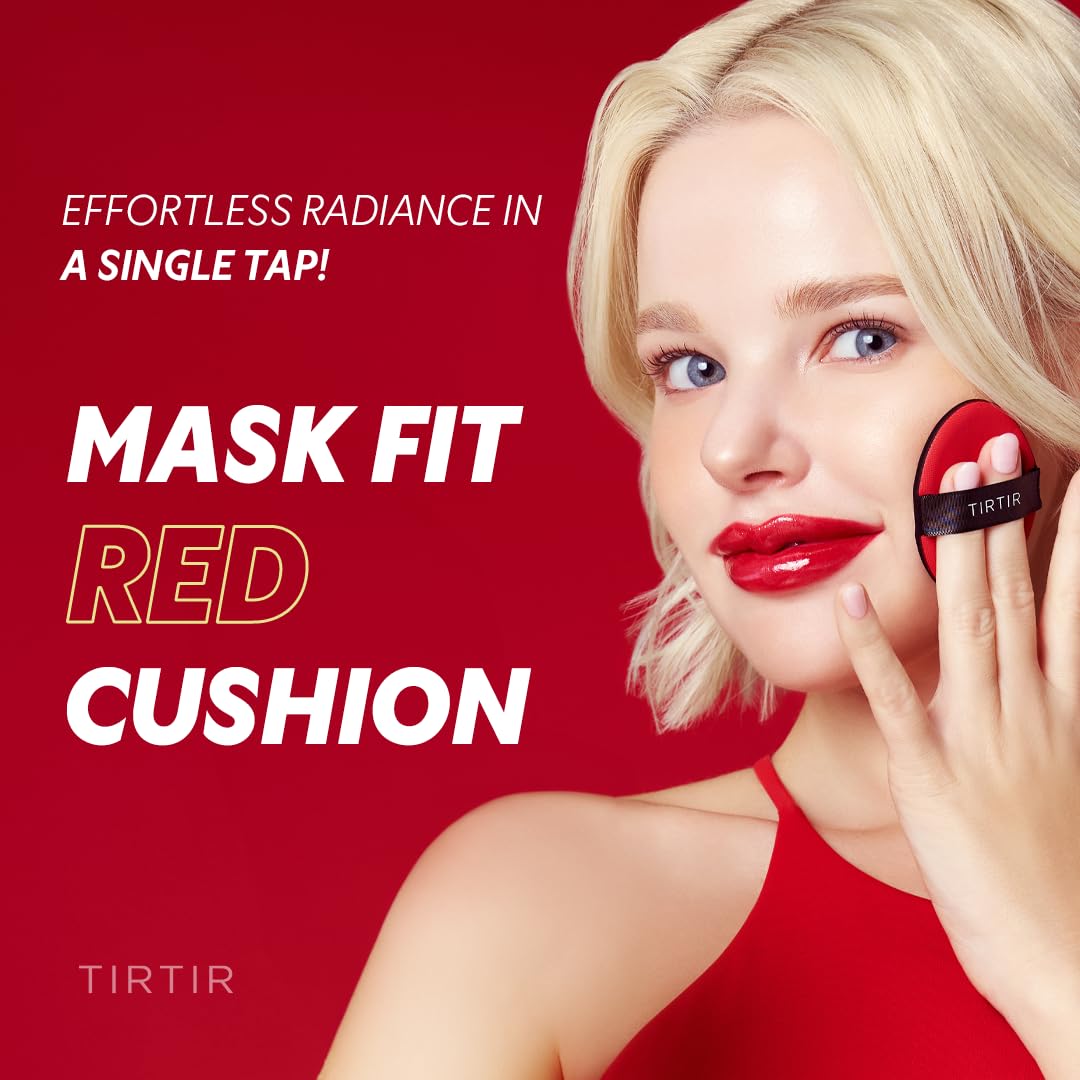 [*Mini Size*] TIRTIR Mask Fit Red Cushion Foundation | Full coverage, Weightless, Skin fit, Satin Glow Finish, Korean Makeup BB Foundation, beauty, Tattoo cover up, Buildable (#34W Toffee, 0.15 Fl Oz)
