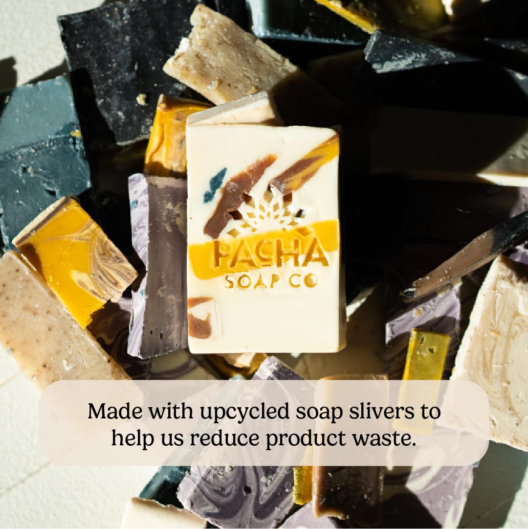 Pacha Soap Co. Bar Soap - Premium, Handcrafted, Hydrating, Natural Face Wash, Hand Cleanser, Body Wash, Soothing Essential Oils (Pachafetti, 5-Pack, 4 oz ea)