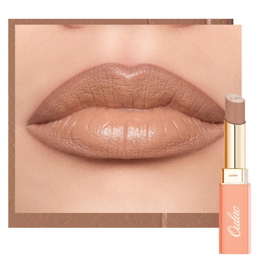 Oulac Color Rich Satin Lipstick - Nude Beige Full Coverage Lip Color, Creamy Silky-Smooth, Moisturizing, Satin Matte Finish, Infused With Shea Butter, Vegan & Clean Beauty, 4g, SG09 Buttercream