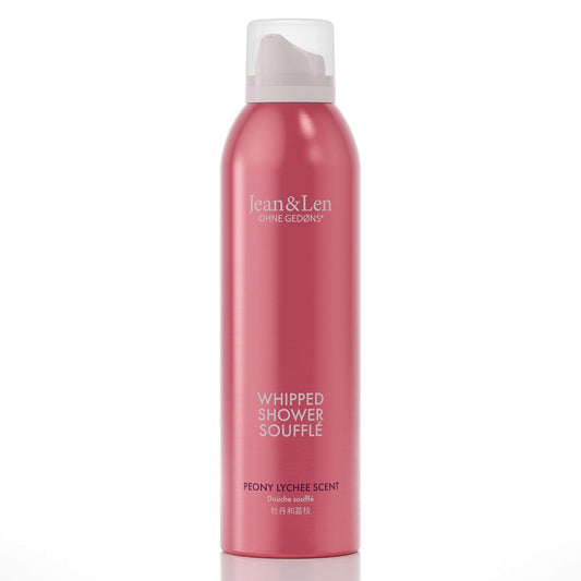 Jean & Len Shower Soufflé Peony & Lychee, with almond, jojoba & babussa oil, for a fragrant cleansing experience, for normal to dry skin, shower foam, without parabens & silicones, vegan, 6.76 Fl. Oz.