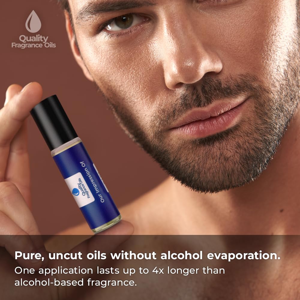 Quality Fragrance Oils' Happy for Men Impression #296 | Long-Lasting Perfume Oil, Alcohol-Free, Strong Scent, 10ml Roll-On | Affordable Alternative to Designer Fragrances