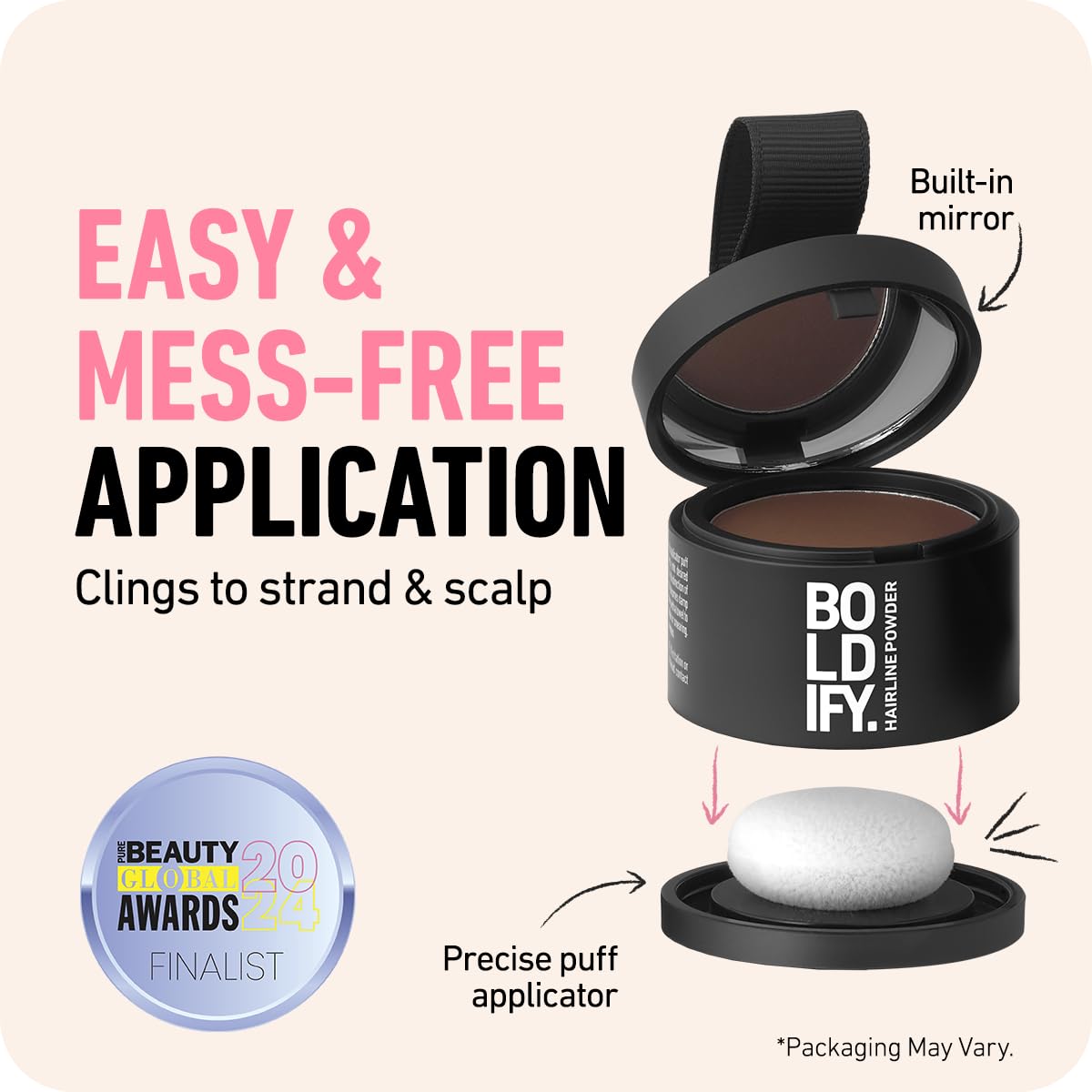 BOLDIFY Hairline Powder - Root Touch Up Hair Color for Gray Coverage - Bald Spot Concealing Hair Powder for Women & Men - 48-Hour Stain-Proof - Gray