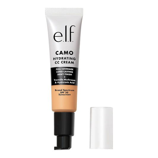 e.l.f. Hydrating Camo CC Cream, SPF 30, Color Correcting Full Coverage Foundation For A Dewy Finish, Vegan & Cruelty-Free, Light 250 W