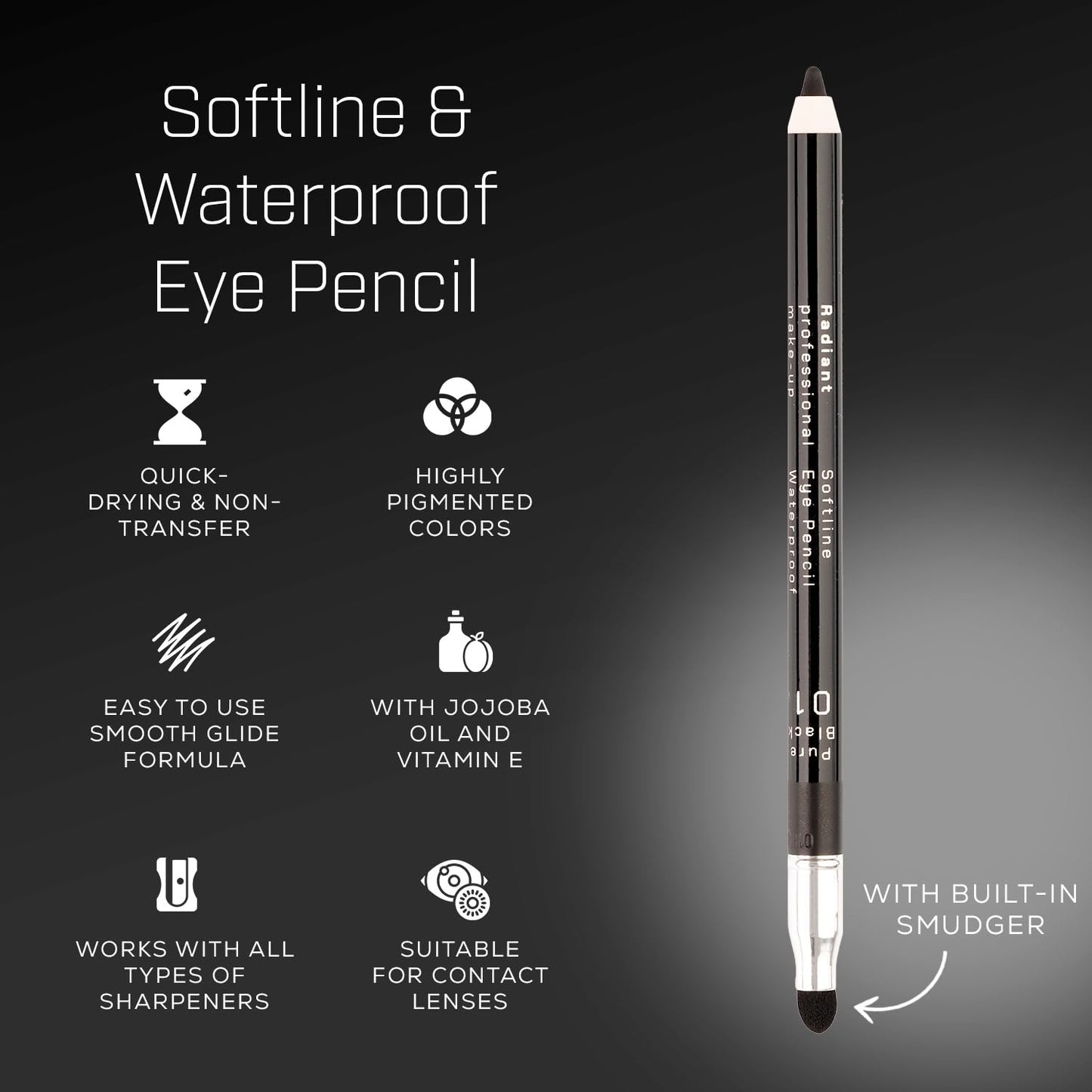Radiant Professional Waterproof Eyeliner Pencil - Eyeliner Waterproof Smudge Proof for Woman - Long Lasting Under Eye Pencil for Smoky Eye - Soft Waterline Eye liner with Smudger Tool, Beige (29)