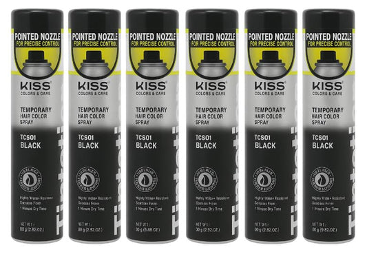 Tintation Temporary Hair Color Spray, Black, 2.82 oz (Pack of 6)