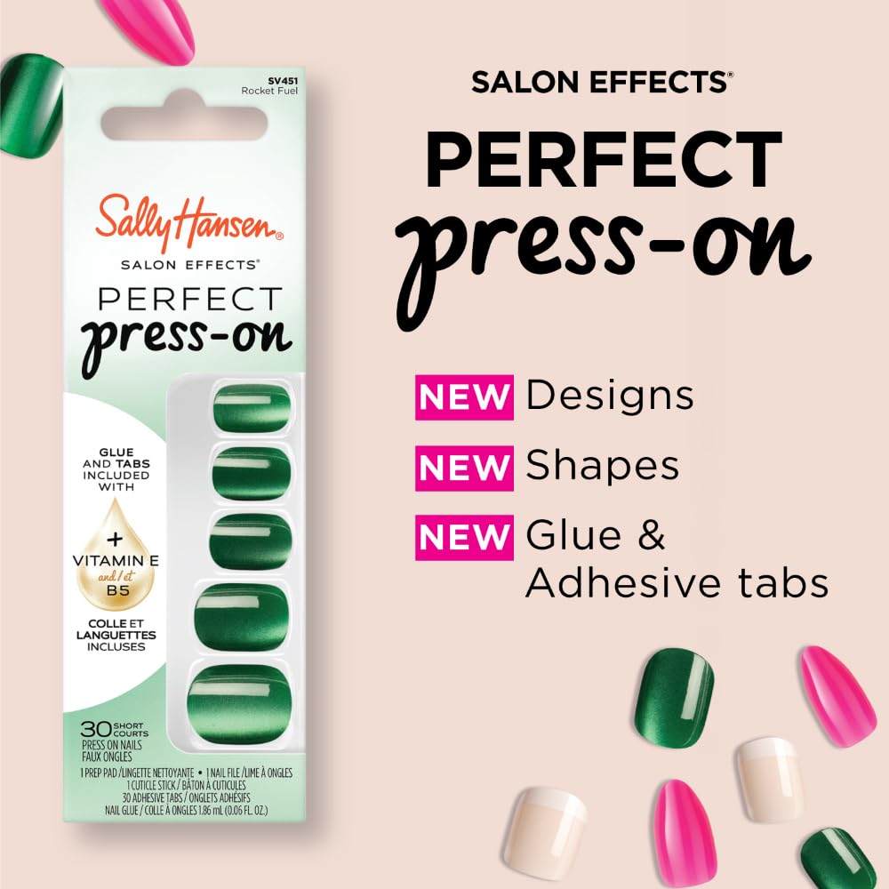 Sally Hansen Instant Cuticle Remover and Only Have Ice For You Press On Nails Kit - 15 Second Gel Formula with Aloe and Chamomile plus 30 Salon Finish Designs with Nail Glue