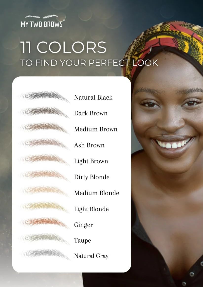 (10 pairs) Natural Grey Temporary Eyebrow Tattoo - Large Size - Waterproof & Smudgeproof - Classy Curve Style Eyebrow Stickers - Sheet Lasts up to 30 Days - Won't Work on Existing Brows