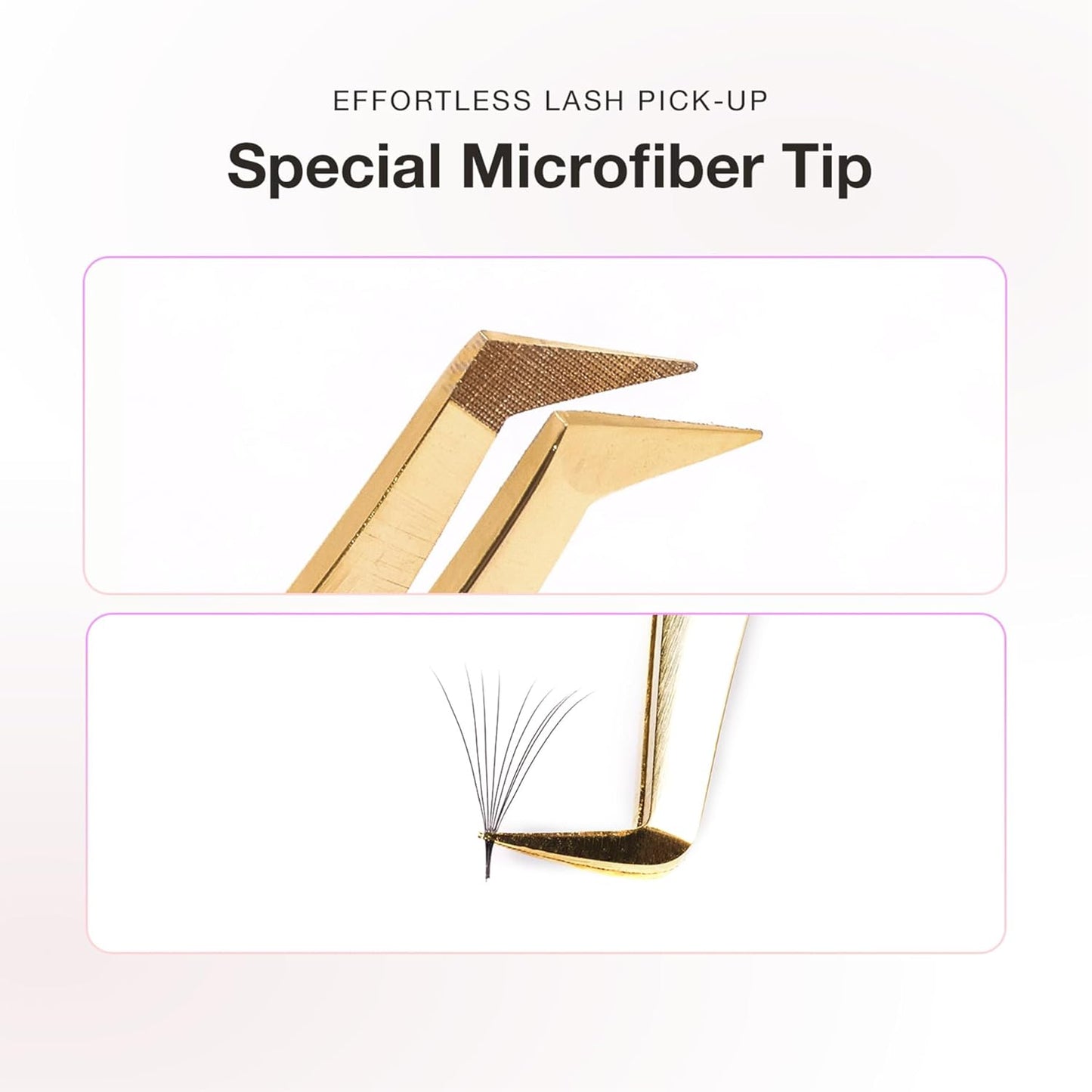 Curacoro Lash Tweezer - Professional & Precision Fiber Tip Grip Lash Tweezers for Eyelash Extensions, Multi Shapes & Purposes Tweezers for Volume, Isolation & Classic Lashes (Gold, Volumizer)
