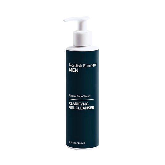 Nordisk Element Clarifying Gel Cleanser for Men with Plum Extract, Gentle Daily Face Wash for All Skin Types, Non-Stripping and pH Balanced, 100% Natural, Vegan, Sulfate-Free, 6.76 Fl Oz