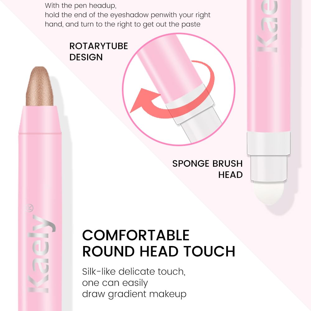 evpct 2Pcs Cream Eye Shadow Brightener Sticks Set for Eyes Waterproof, Champagne & Sand Shimmer Cream Eyeshadow Applicator Stick Long Lasting Pigmented Eye Makeup sombras en crema para ojos 17+25