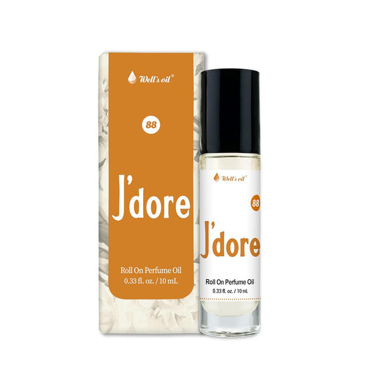 Well's Oil Perfume Oil Roll-On (J'dore) | Clean, Rich, Pure Scent | Alcohol-Free | Oil Based, Long Lasting | Concentrated Roll-on Perfumes for Women and Men (J' Adore Type) | 10 ml / 0.33 fl Oz