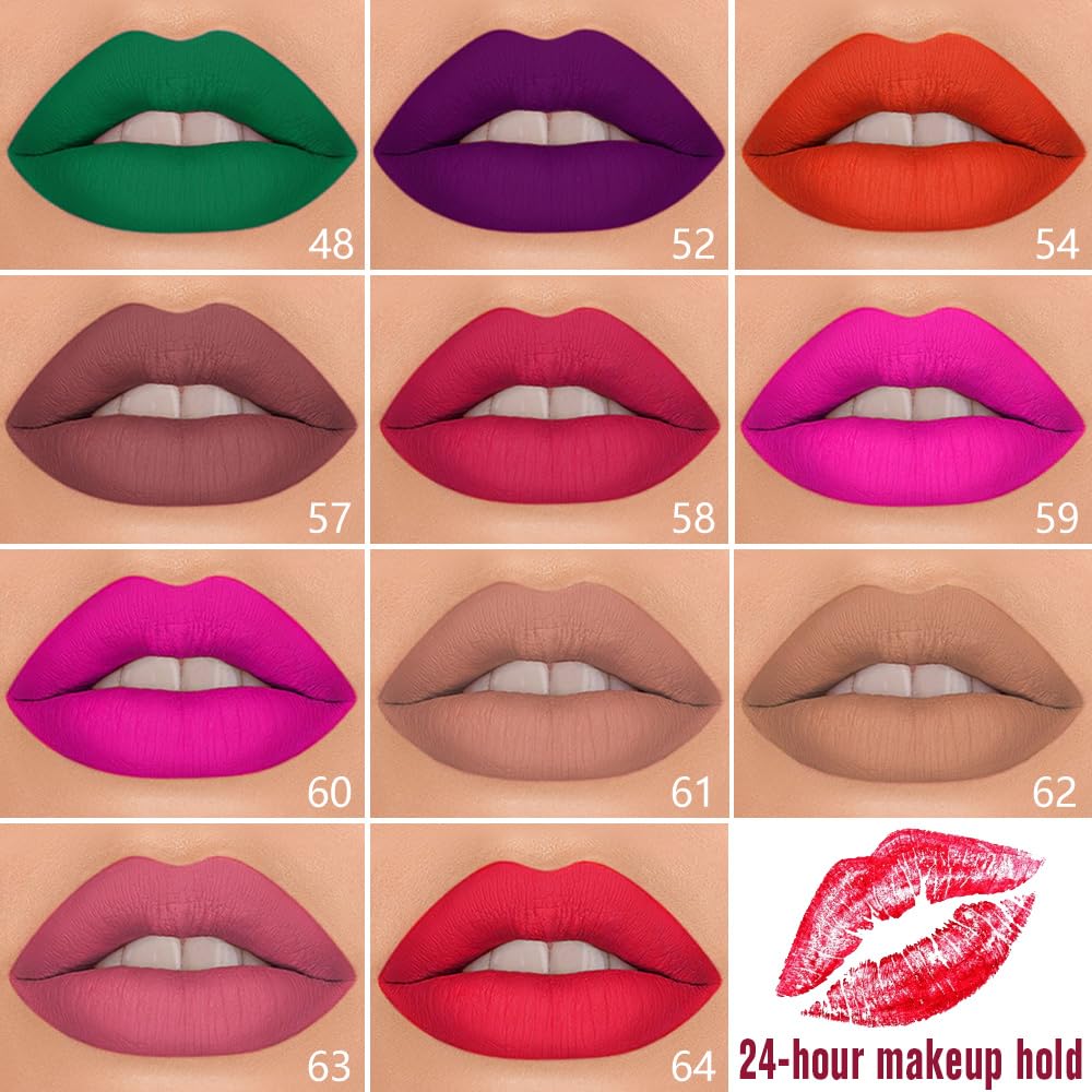 evpct 1Pcs Fuchsia Red Matte Lip Liner & Liquid Lipstick Stain Makeup Set for Women, Fuchsia Lip Liner Stain Long Lasting Waterproof Smudge Proof, Cruelty Free Lip Stick Makeup 24 hours originales, 60