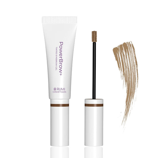 PowerBrow+ Tinted Eyebrow Gel For Older Women - Defines, Fills, Thickens Brows - 2-in-1 Formula - Natural Color, Quick Fixing, Long-Lasting - Hypoallergenic Light Brown (Latte)