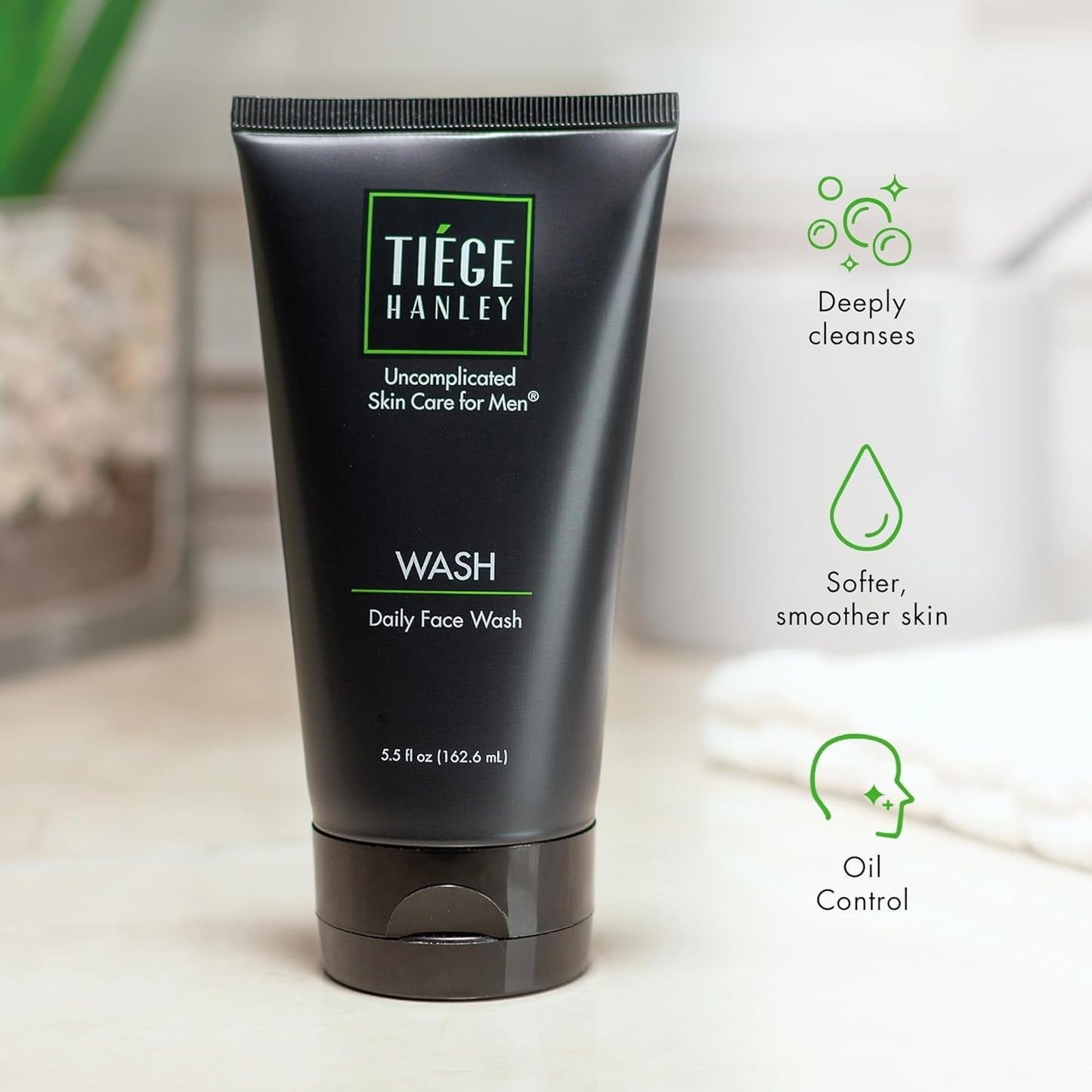 Tiege Hanley Daily Mens Face Wash, 5.5 Oz - Gentle Fragrance-Free Face Cleanser for Men Revitalizes, Hydrates & Softens Skin - Men's Face Wash & Facial Cleanser Skincare for Dry & Sensitive Skin