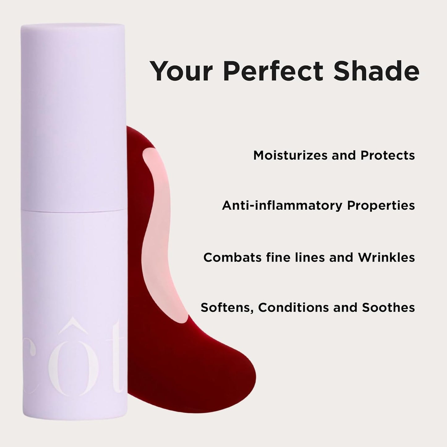 Côte Tempted Peptide Lip Shine – Warm Berry Lip Gloss for Bold Color & Hydration – Vegan, Cruelty-Free, Anti-Aging with Shea Butter & Hyaluronic Acid – Long-Lasting, Smooth, Moisturizing Shine