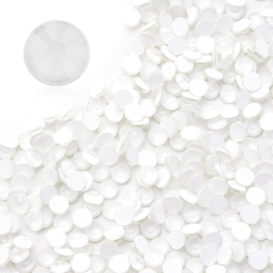 Neon White Flatback Rhinestones, Glass Rhinestones for Nail Art and Craft, Glue Fix, Loose Crystal Gemstones(Neon White, SS8, 1440pcs, 2.3-2.5mm)