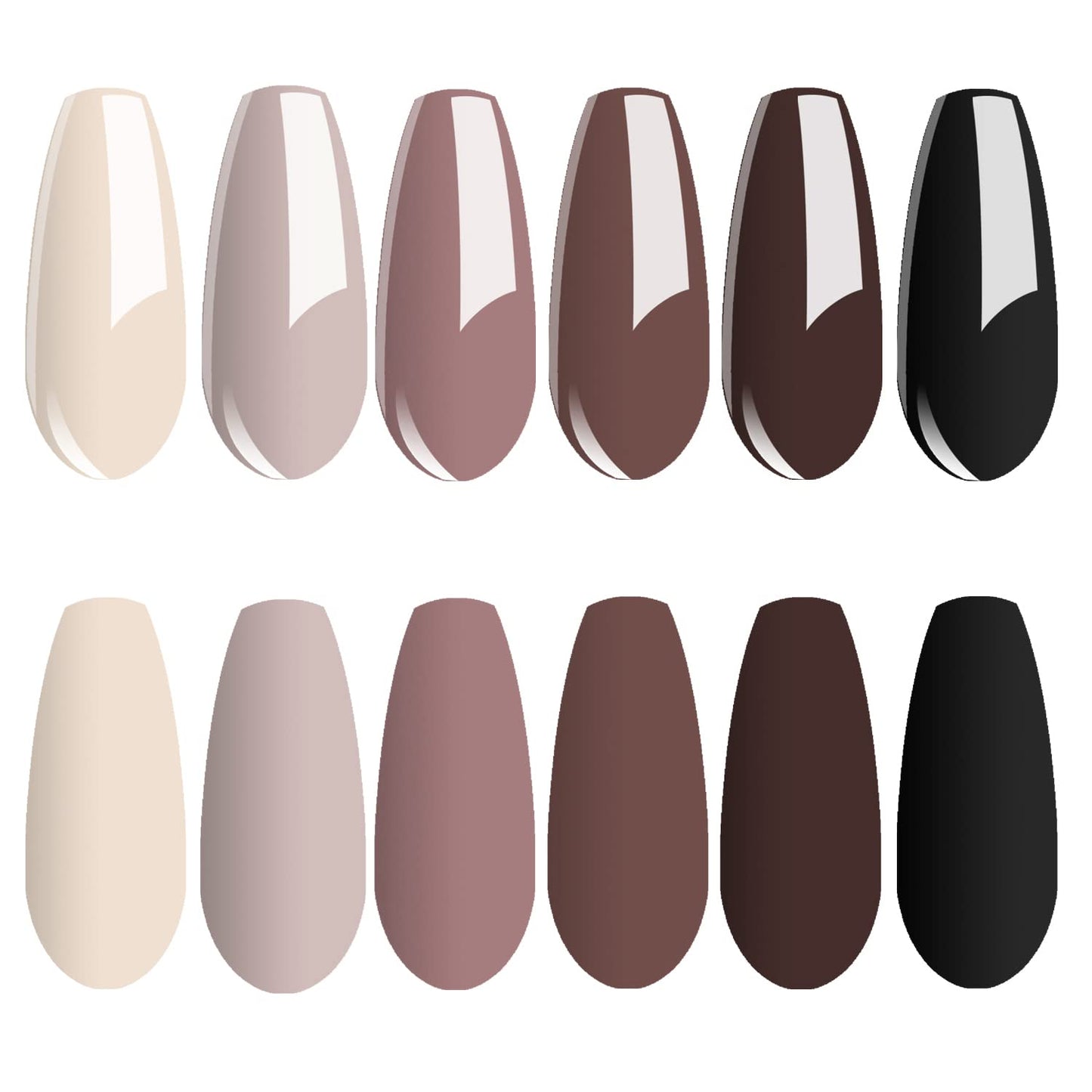 Vishine Gel Nail Polish Starter Kit, 36W LED Nail Dryer Lamp Base Top Coat 6 Classic Colors Nail File Manicure Tools Matte Top Coat for Nail Art #02
