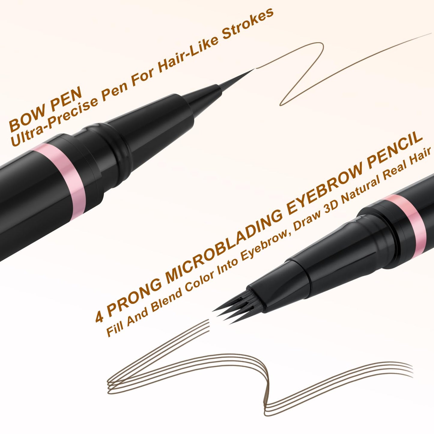 Eyebrow Pencil,2-in-1 Waterproof Eyebrow Pen with 4 Tip Brow Pen and Ultra-Precise Brow Pencil,with Dual-ended Eyebrow Brush,Eyebrow Makeup for Natural Looking Eyebrows - Ash Brown