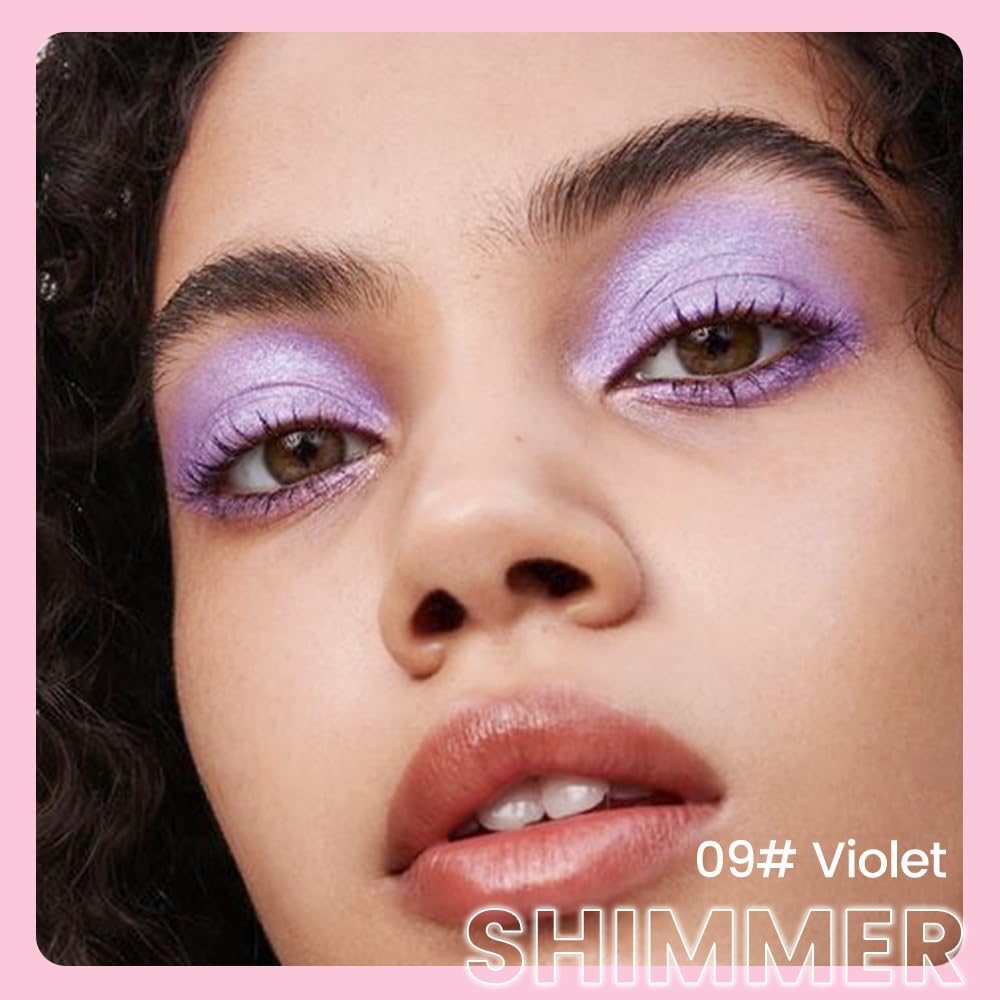 Kaely 2in1 Cream Eye Shadow Brightener Sticks for Eyes, Pencil Eyeshadow Applicator Stick Waterproof Pigmented, Eye Shadow Palette Highlighter Makeup, sombras para ojos, 09 Violet Shimmer