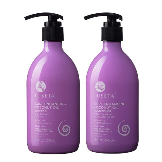 Luseta Curly Hair Shampoo & Conditioner Set with Coconut Oil, Unlimited Bounce and Definition for wavy and Coily hair, Reduce Frizz and Repair Dry Hair, for All Curl Types Sulfate Free 16.9Fl oz × 2