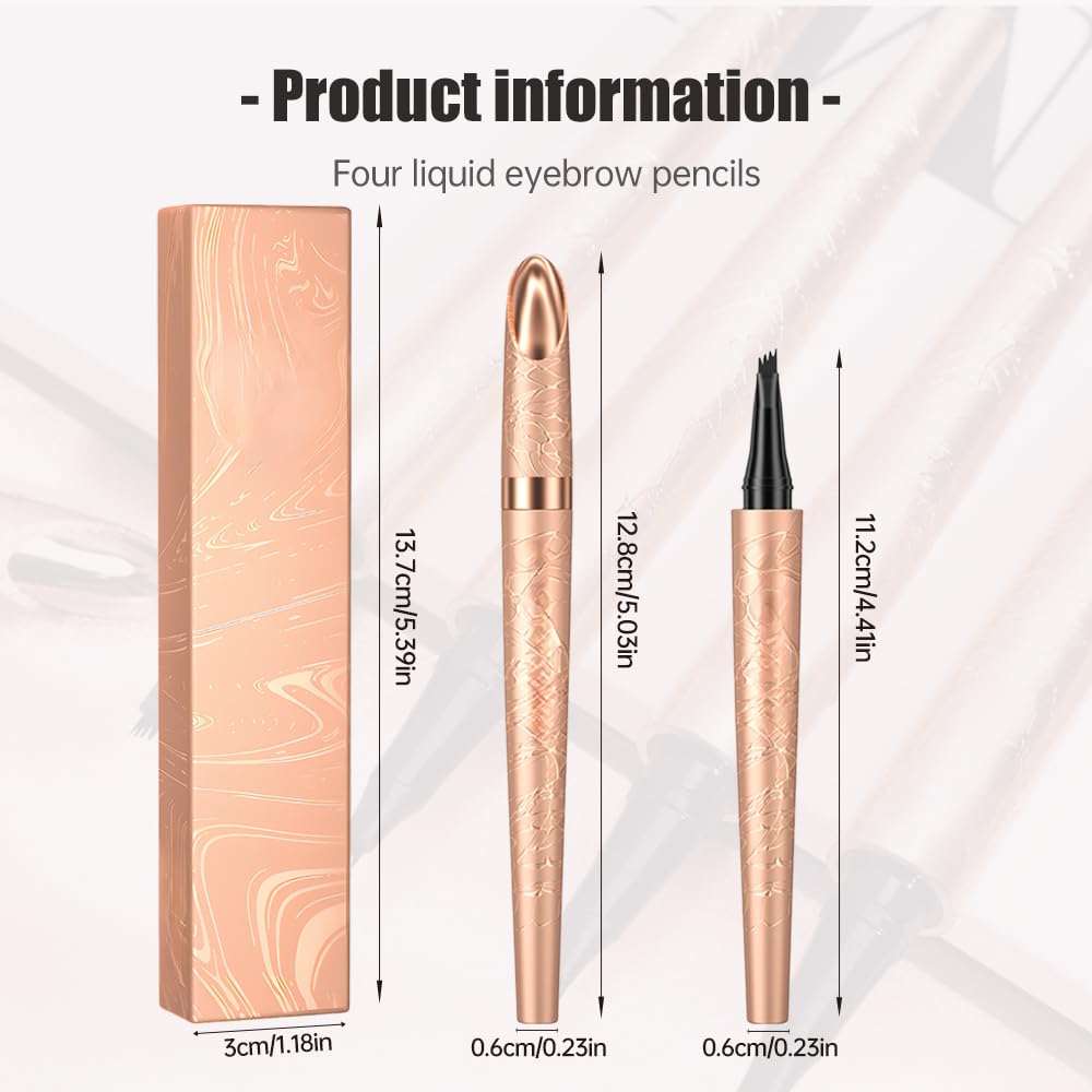 Microblading Eyebrow Pencil, 2025 New Waterproof Eyebrow Pencil, Premium Microblading Eyebrow Pen with 4 Tip, Long-Lasting Natural Magic Eyebrow Makeup Fine Stroke Eye Brow Pen for Women (Dark Brown)