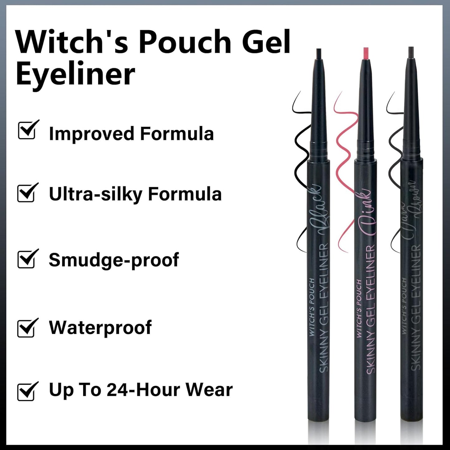 Witch's Pouch Gel Eyeliner Pencil Waterproof Smudge Proof, Long-Lasting Eye Liner, High-Intensity Colored, Ultra-Smooth Korean Eye Pencil Eye Makeup (02 Dark Brown)