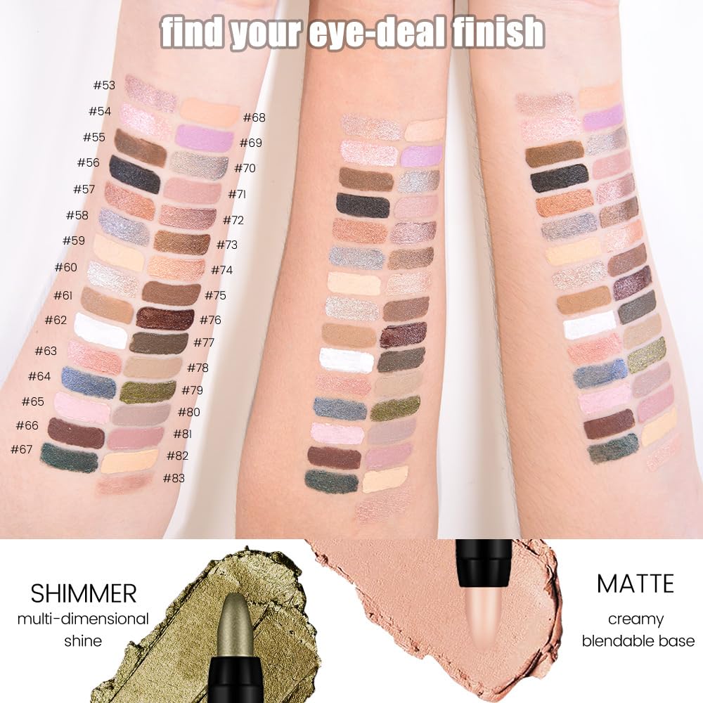Kaely Cream Eye Shadow Sticks, Silver Moonlight Shimmer Eyeliner Pencil Eyeshadow Palette Makeup, Eye Highlighter Brightener Stick for Older Women Waterproof Pigmented, sombras para ojos, New-60