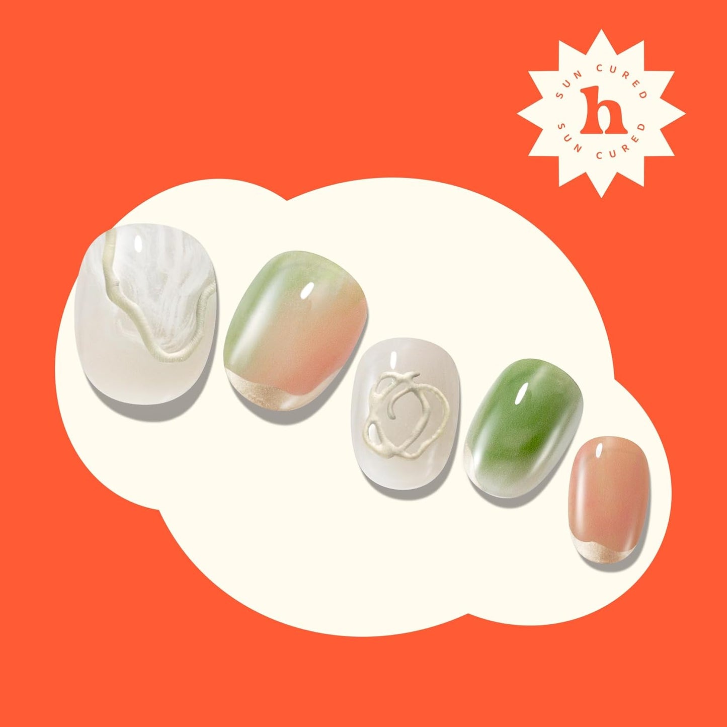 Semi Cured Gel Nail Strips | No LED Lamp Needed | Marble, Glitter, Spring | Easy Apply & Remove, Salon Quality |Includes 28 Strips, 1 Prep Pads, Nail File & Wooden stick- Hey, Chase Your Dreams