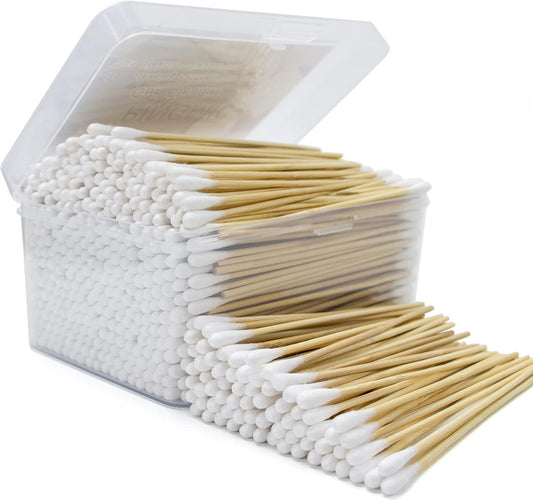 500/1000 Count 6'' Long Round/Pointed Cotton Swabs Durable Stem, Lint- Free Gun Cleaning Swabs Pure Cotton Tips for Gun Maintenance, Makeup, Pet Care, Equipment (Detailed Work)
