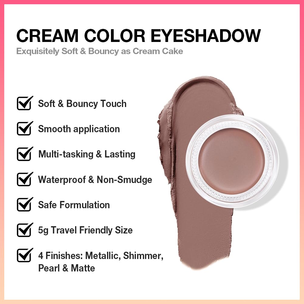 evpct Matte Stone Single Cream Eye Shadow Palette Pot Makeup for older Women, Highly Pigmented Monochrome Cream to Powder Eyeshadow Palette Matte Liquid eyeshadow, Natural Waterproof Blendable