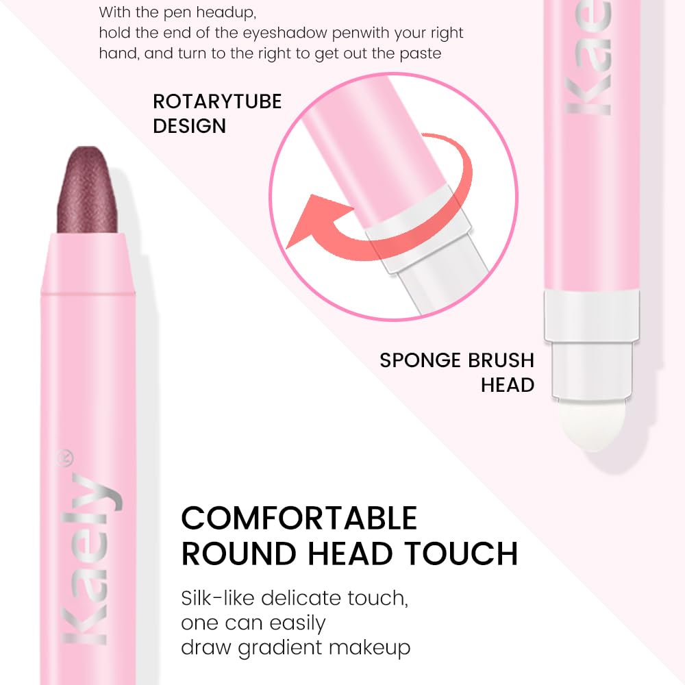 evpct 2Pcs Cream Eye Shadow Brightener Sticks Set for Eyes Waterproof, Champagne & Orchid Shimmer Cream Eyeshadow Applicator Stick Long Lasting Pigmented Eye Makeup sombras en crema para ojos 17+26