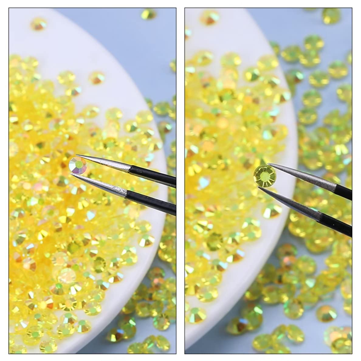 2250 Pcs SS16 4mm AB Flatback Rhinestones for Nails Art Crafts Transparent Glitter Round Gems Crystals DIY Clothes Shoes(Clear Champagne AB)