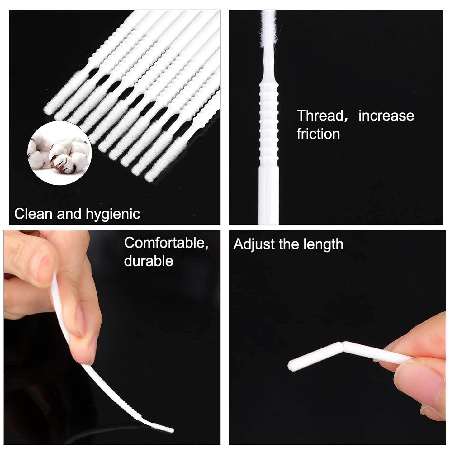 200PCS Micro Applicators Brushes Mini Cotton Swabs Remove Grafted Eyelash Glue Dedicated Brush Disposable Microswabs for Eyelash Extensions Make up and Lash Clean and Personal Care (White 1)