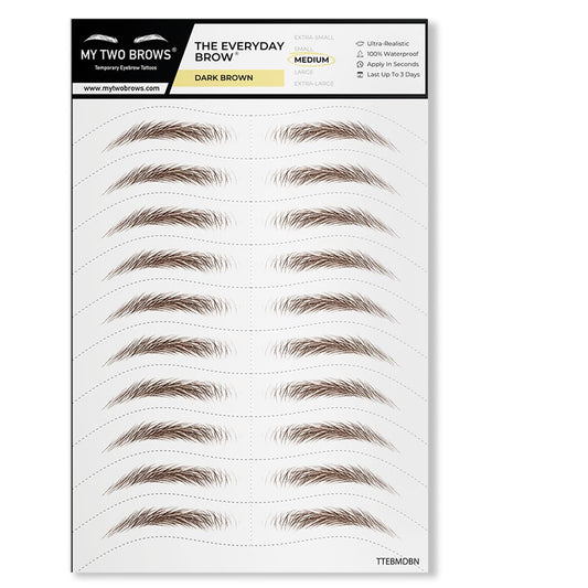 10 Pairs Dark Brown Temporary Eyebrow Tattoos, Waterproof and Smudge-Proof Dark Everyday Style Realistic Eyebrow Stickers for Men & Women, Easy to Apply, Won't Work on Existing Brows