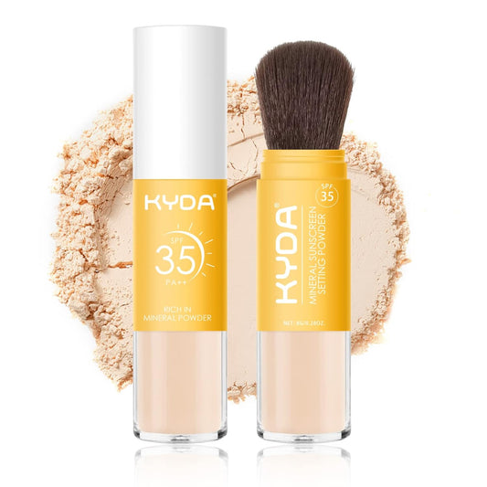 KYDA Mineral Sunscreen Setting Powder for Face & Scalp, SPF 35 Mineral Scalp Sunscreen, Lasting Oil Control Matte Loose Powder, Lightweight Breathable for All Skin Type, Medium