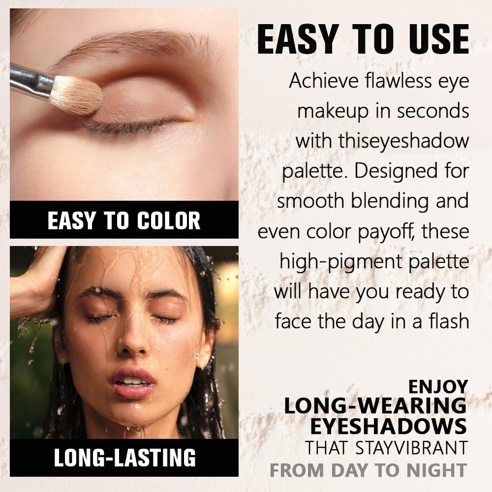 Nude Brown Matte Eyeshadow Palette for Women, Single Monochrome Eye Shadow Makeup, Shiny Pressed Powder, Blendable Natural sombras para ojos, Holographic,Vegan,Travel -6