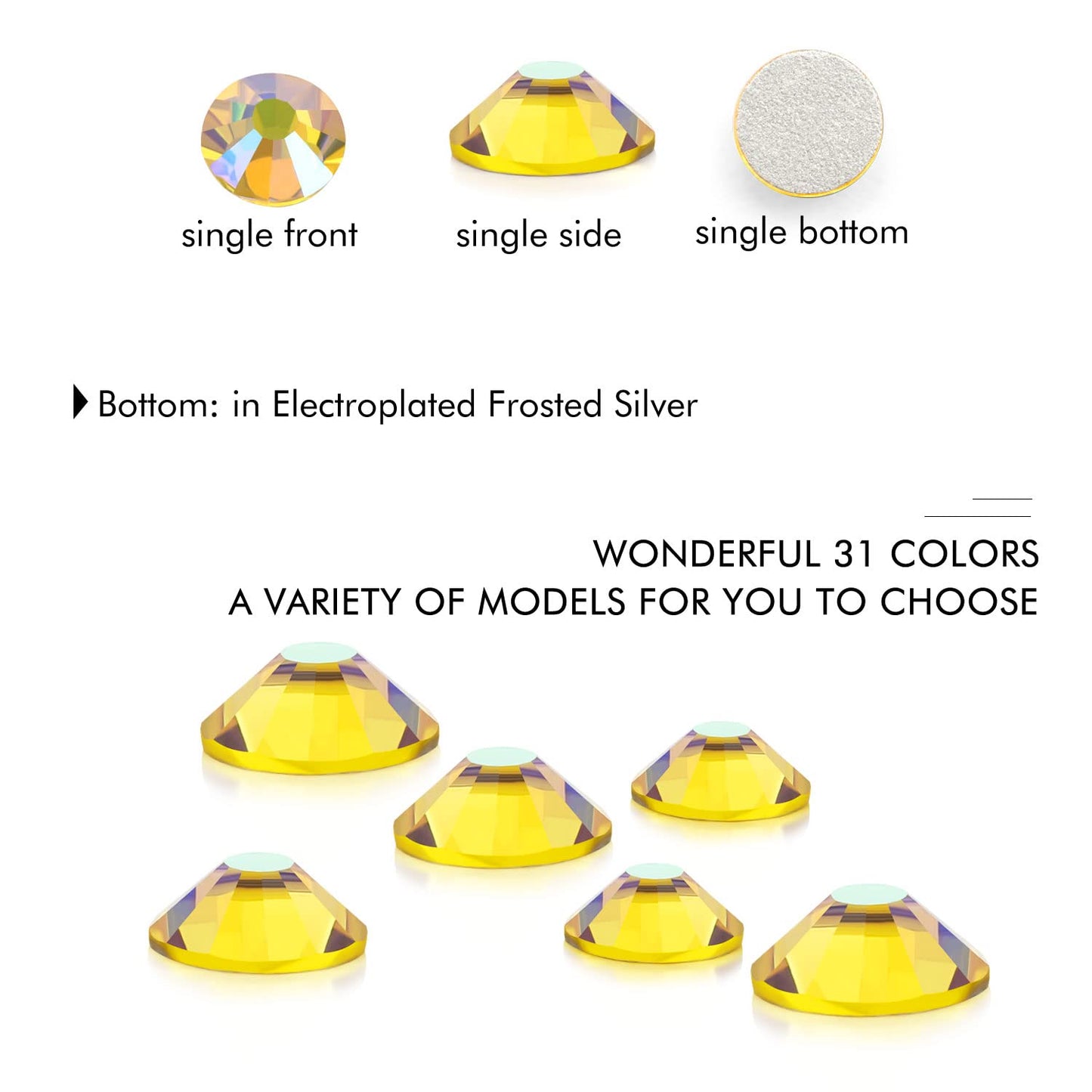 288Pcs Lemon Ab Crystal Rhinestones,Glass Flatback Rhinestones Gemstones for Nail Face Makeup Art Crafts Clothes Decoration -(SS30,6.5mm,Lemon Ab)