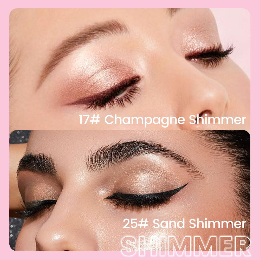 evpct 2Pcs Cream Eye Shadow Brightener Sticks Set for Eyes Waterproof, Champagne & Sand Shimmer Cream Eyeshadow Applicator Stick Long Lasting Pigmented Eye Makeup sombras en crema para ojos 17+25